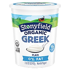 Stonyfield Organic Greek Nonfat Yogurt, Plain, 32 oz.