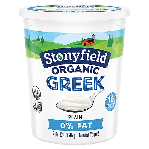 Stonyfield Organic Greek Nonfat Yogurt, Plain, 32 oz.