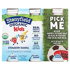 Stonyfield Organic Kids Strawberry Banana Lowfat Yogurt, 3.1 fl oz, 6 count