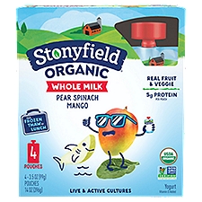 Stonyfield® Organic Kids Pear Spinach Mango Whole Milk Yogurt Pouches, 4 Ct, 99 Gram