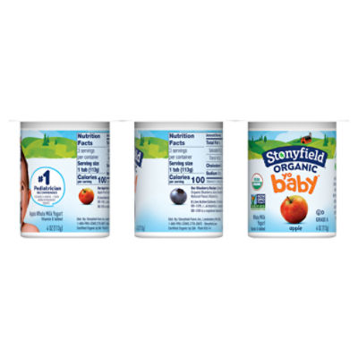 Stonyfield Organic YoBaby Whole Milk Baby Yogurt Cups, Apple