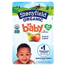 Stonyfield Organic YoBaby Whole Milk Yogurt with Probiotics Peach and Pear