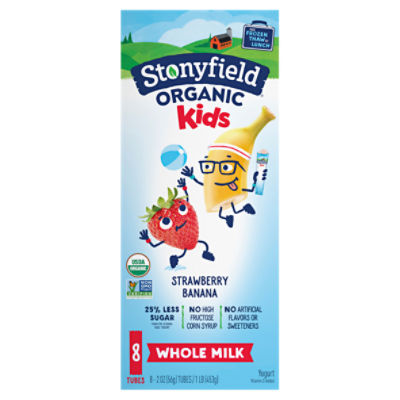Stonyfield Organic Kids Strawberry Banana Whole Milk Yogurt Tubes, 1 Pound