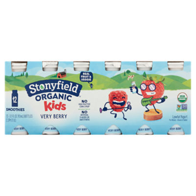 Stonyfield Organic Kids Very Berry Lowfat Yogurt, 3.1 fl oz, 12 count