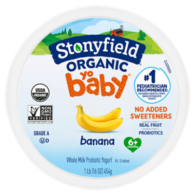 Stonyfield Organic YoBaby Whole Milk Baby Yogurt Pouches, Banana & Oat, 4  Ct - Stonyfield