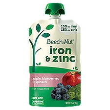 Beech-Nut Iron & Zinc Fruit & Veggie Blend Toddlers 12+ Months, Baby Food, 3.5 Ounce