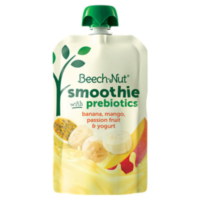 Beech-Nut Smoothie + Prebiotics for Toddlers, Banana Mango Psn Fruit & Yogurt, 3.5oz Pouch