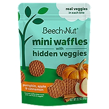 Beech-Nut Pumpkin, Apple & Cinnamon Mini Waffles with Hidden Veggies, Toddlers, 12 months+, 3.2 oz