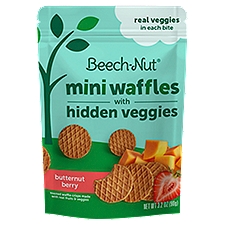 Beech-Nut Butternut Berry Mini Waffles with Hidden Veggies, Toddlers, 12 months +, 3.2 oz