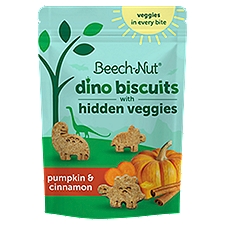 Beech-Nut Dino Biscuits with Hidden Veggies Pumpkin Cinnamon Baked Toddler Snack, 5 oz Bag