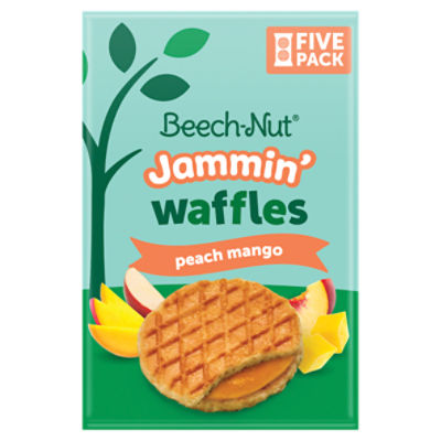 Beech-Nut Jammin' Waffles with Fruit Filling Toddler Snack, Peach Mango, 5 Pack