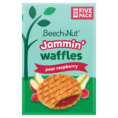 Beech-Nut Jammin' Waffles with Fruit Filling Toddler Snack, Pear Raspberry, 5 Pack