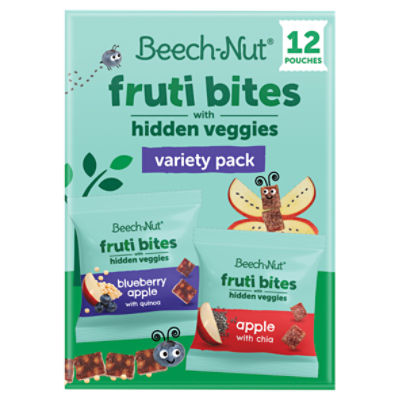 Beech-Nut Fruti Bites Toddler Snack with Hidden Veggies, Fruit Snack Variety Pack, 12 Pack