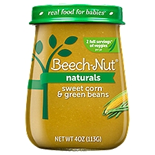 Beech-Nut Naturals Stage 2 Baby Food, Sweet Corn & Green Beans, 4 oz Jar, 4 Ounce