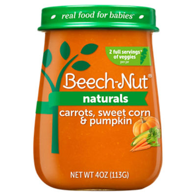 Beech-Nut Naturals Carrots, Sweet Corn & Pumpkin Baby Food, Stage 2, 6 Months+, 4 oz, 4 Ounce