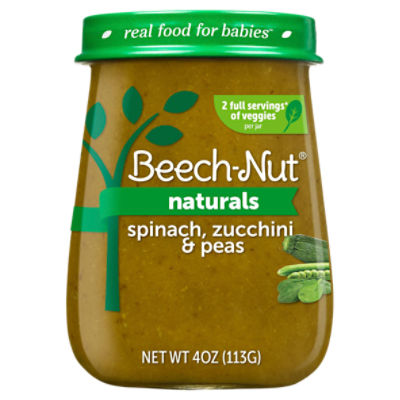 Beech-Nut Naturals Spinach, Zucchini & Peas Baby Food, Stage 2, 6 Months+, 4 oz