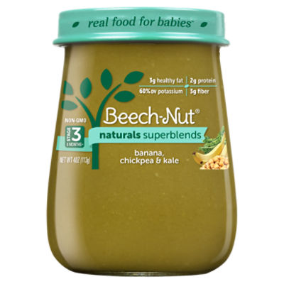 Beech-Nut Naturals Superblends Banana, Chickpea & Kale Baby Food, Stage 3, 8 Months+, 4 oz, 4 Ounce