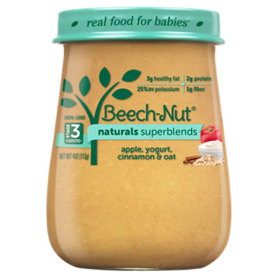 Beech-Nut Naturals Superblends Apple, Yogurt, Cinnamon & Oat Baby Food, Stage 3, 8 Months+, 4 oz , 4 Ounce