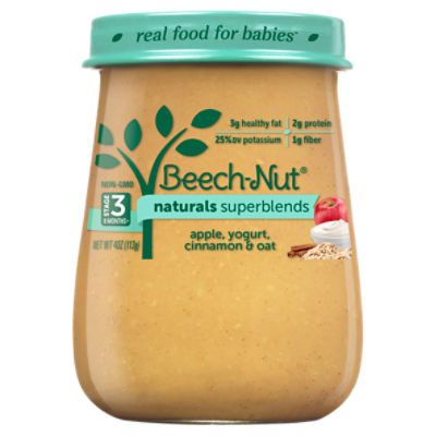 Beech-Nut Naturals Superblends Apple, Yogurt, Cinnamon & Oat Baby Food, Stage 3, 8 Months+, 4 oz 