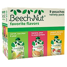 Beech-Nut Favorite Flavors Stage 2-4 Toddler Food Variety Pack, 3.5 oz Pouch (9 Pack)