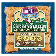 Thin 'n Trim Spinach & Red Onion Chicken Sausage, 5 count, 10 oz, 10 Ounce