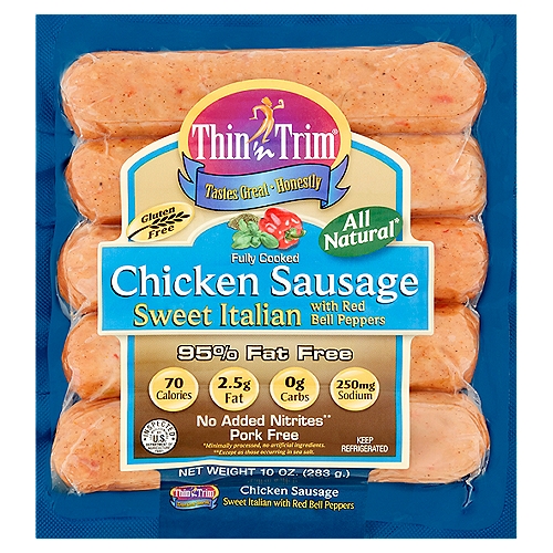 Thin 'n Trim Sweet Italian with Red Bell Peppers Chicken Sausage, 5 count, 10 oz