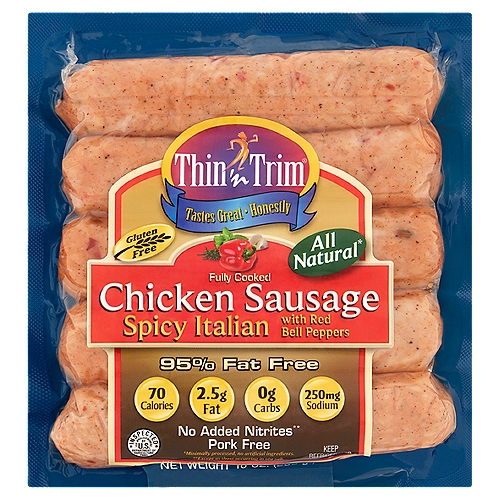 Thin 'n Trim Spicy Italian with Red Bell Peppers Chicken Sausage, 5 count, 10 oz