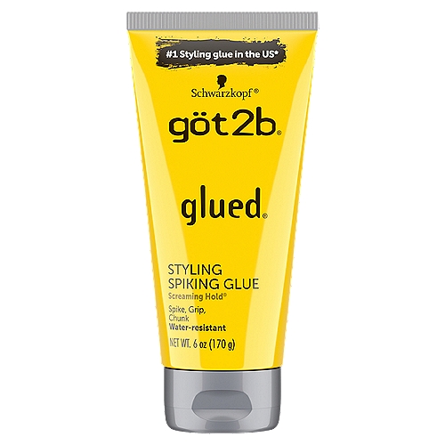 Schwarzkopf Göt2b Glued Screaming Hold Styling Spiking Glue, 6 oz
#1 Styling glue in the US*
*Based upon IRI MULO dollar sales for the 52 weeks ending 11/4/20

It's got to be Göt2b®!
Create spiker styles! It's for hair that ain't goin' nowhere. Push through hair to put it in place. Twist tips into stand-up straight spikes or haphazardly distribute all over for that unstructured, messy look! Delivers hold so strong (it's wind-tunnel tested) your style will last until your next shampoo. And of course, (we wouldn't forget this part) it's water-resistant.

The Ultimate Spike
You Ain't Going Anywhere!