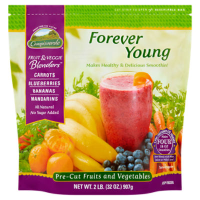 Campoverde Fruit & Veggie Blenders Forever Young Pre-Cut Fruits and Vegetables, 8 oz, 4 count