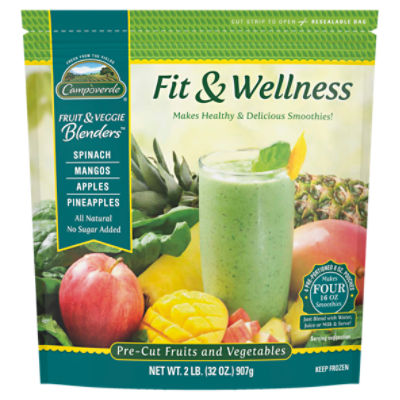 Campoverde Fruit & Veggie Blenders Fit & Wellness Pre-Cut Fruits and Vegetables, 8 oz, 4 count
