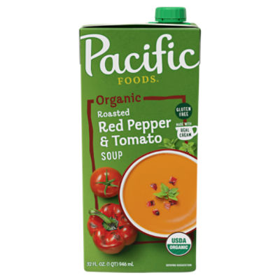 Pacific Foods Organic Roasted Red Pepper and Tomato Soup, 32 oz Carton
