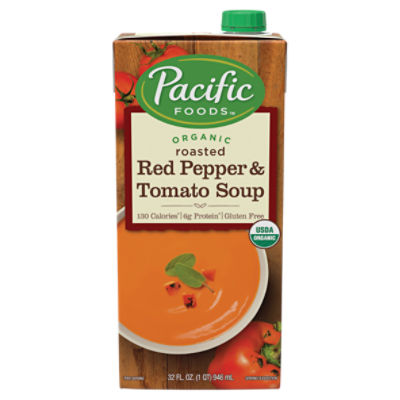Pacific Foods Organic Roasted Red Pepper and Tomato Soup, 32 oz Carton