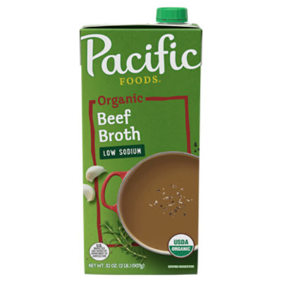 Pacific Foods Low Sodium Organic Beef Broth, 32 oz Carton