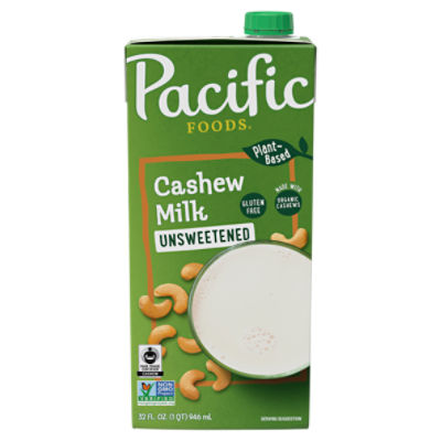 Pacific Foods Original Unsweetened Cashew Milk, Plant Based Milk, 32 fl oz Carton