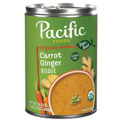 Pacific Foods Organic Carrot Ginger Bisque, Plant Based, 16.3 oz Can