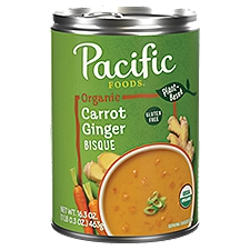 Pacific Foods Organic Carrot Ginger Bisque, Plant Based, 16.3 oz Can