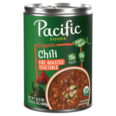 Pacific Foods Organic Fire Roasted Vegetable Chili, Plant Based, 16.5 oz Can