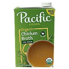 Pacific Foods Organic Low Sodium Chicken Broth, 48 oz Carton