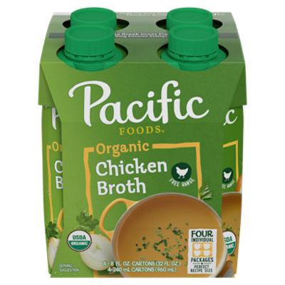 Pacific Foods Organic Free Range Chicken Broth, 8 fl oz, 4 count