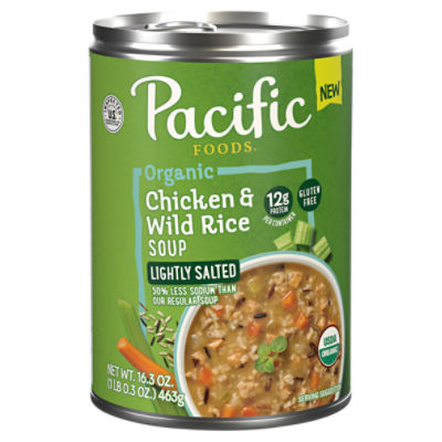 Pacific Foods Organic Lightly Salted Chicken and Wild Rice Soup, 16.3 oz Can