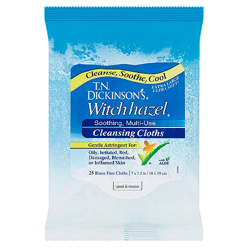 T.N. Dickinson's Witch Hazel Multi-Use Cleansing Cloths, 25 count