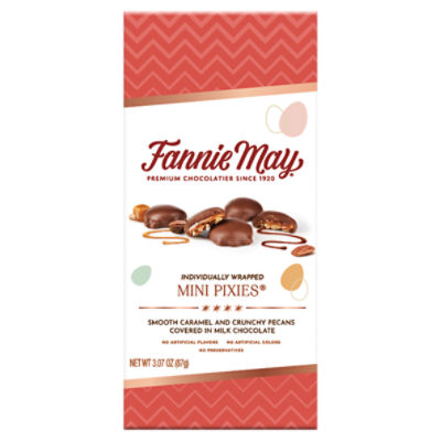 Fannie May Smooth Caramel and Crunchy Pecans Covered in Milk Chocolate Mini Pixies, 3.07 oz