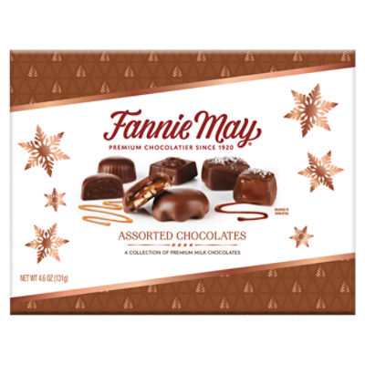 Fannie May, Premium Assorted Milk Chocolates, Holiday Gift Box, 4.6 oz