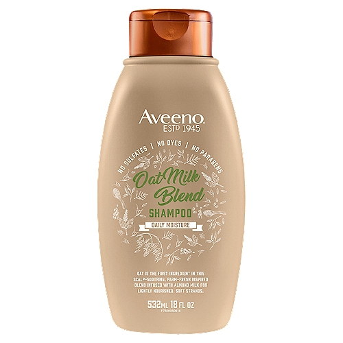 Aveeno Daily Moisture Oat Milk Blend Shampoo, 12 fl oz
Oat is the first ingredient in this scalp-soothing, farm-fresh inspired blend infused with almond milk for lightly nourished, soft strands.