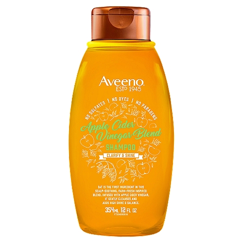 Aveeno Clarify & Shine Apple Cider Vinegar Blend Shampoo, 12 fl oz
Oat is the first ingredient in this scalp-soothing, farm-fresh inspired blend. Infused with apple cider vinegar, it gently cleanses and adds high shine & balance.