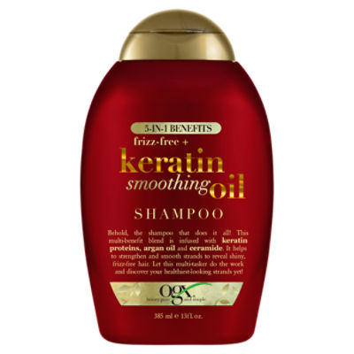 Ogx 5-in-1 Benefits Frizz-Free + Keratin Smoothing Oil Shampoo, 13 fl oz