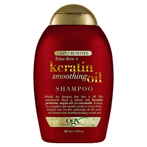 Ogx 5-in-1 Benefits Frizz-Free + Keratin Smoothing Oil Shampoo, 13 fl oz