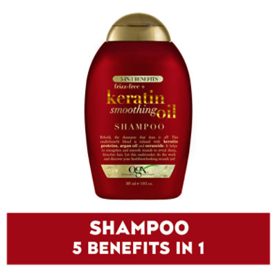 Ogx 5 in 1 Benefits Frizz Free Keratin Smoothing Oil Shampoo 13 Fl Oz