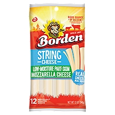 Borden Low-Moisture Part-Skim Mozzarella String Cheese, 12 count, 12 oz, 12 Ounce