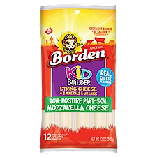 Borden Kid Builder Low-Moisture Part-Skim Mozzarella, String Cheese, 12 Ounce